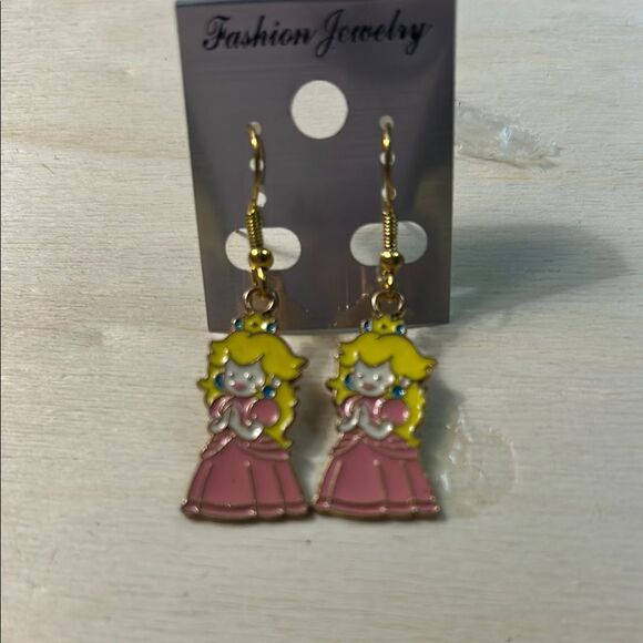 Princess Character Pink and Gold Earrings - Picture 1 of 3